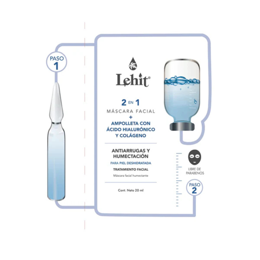 Máscara Facial 2 en 1 Antiarrugas y Humectación 20 ml Lehit