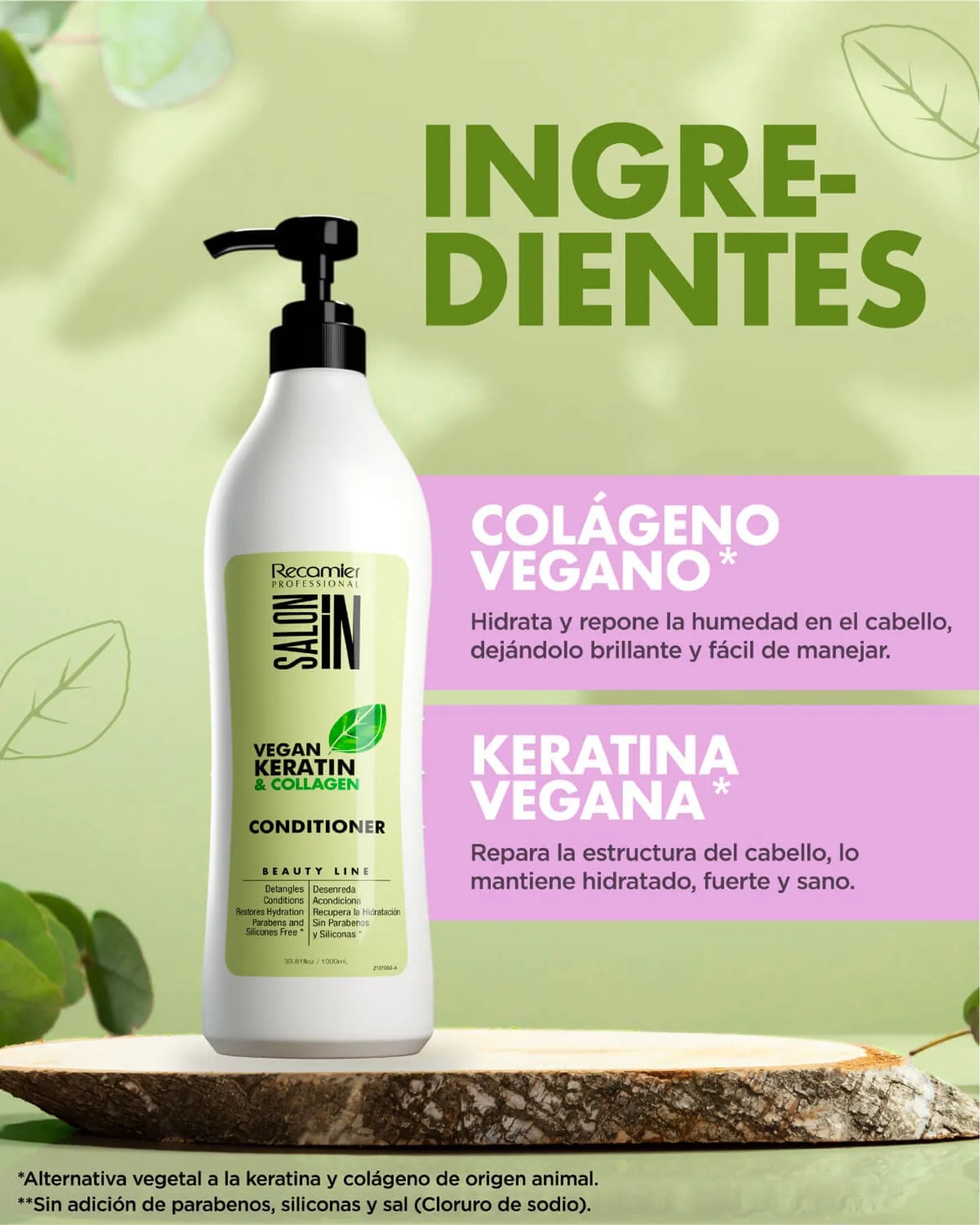 Acondicionador Vegan Keratin Colageno X1000 Recamier