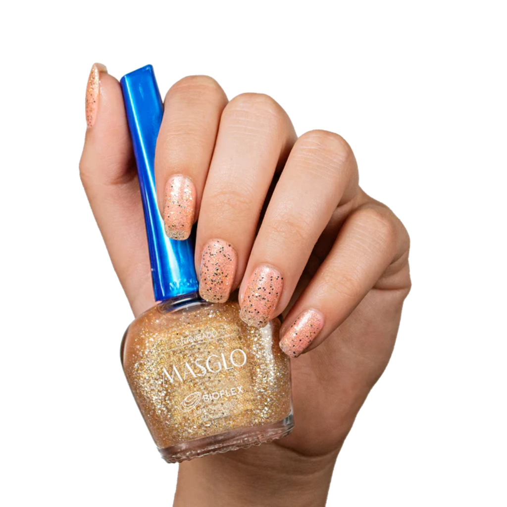 Esmalte Tradicional Granizado Dorado 13.5 ml Masglo