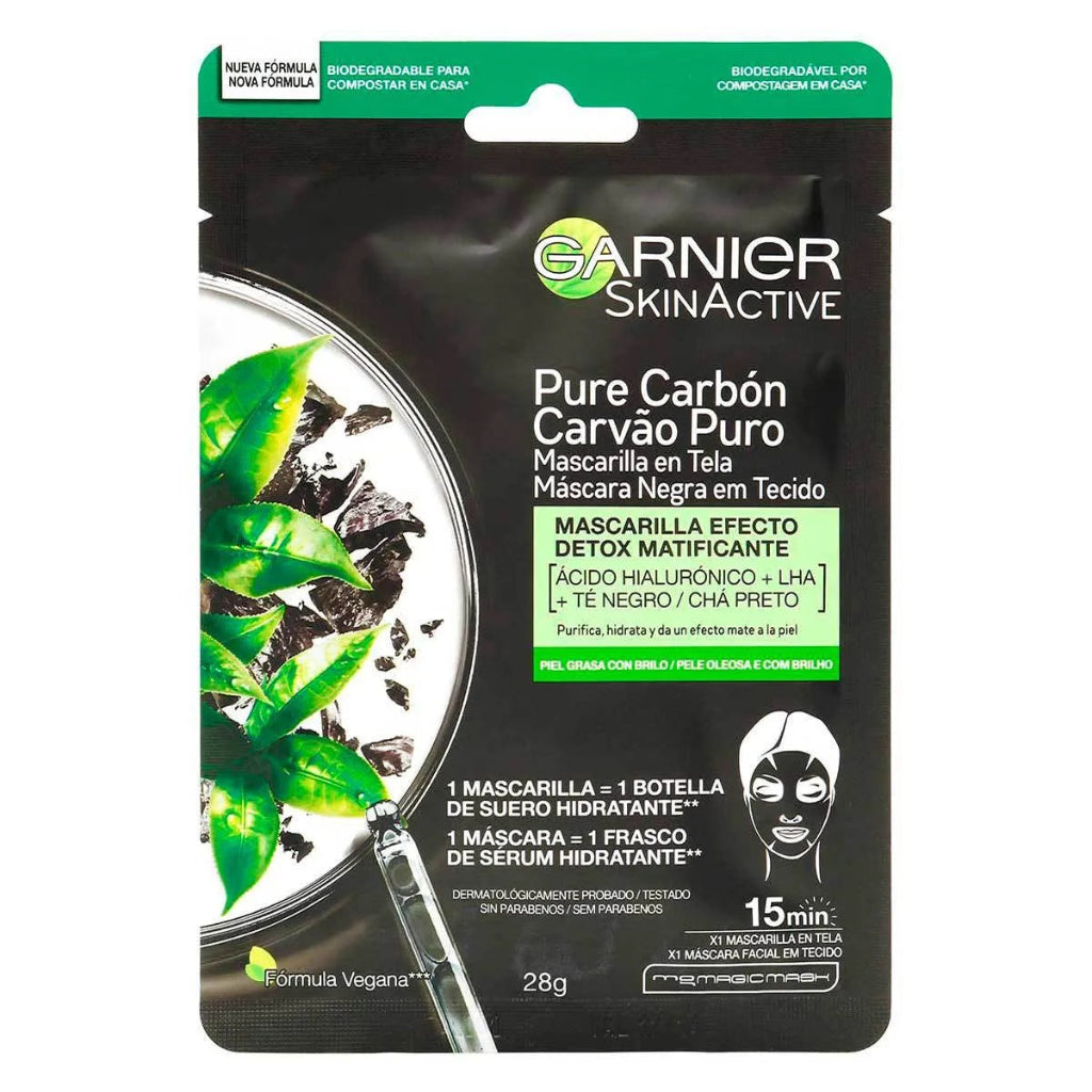 Mascarilla En Tela Pure Carbón Detox Matificante 28 g Garnier