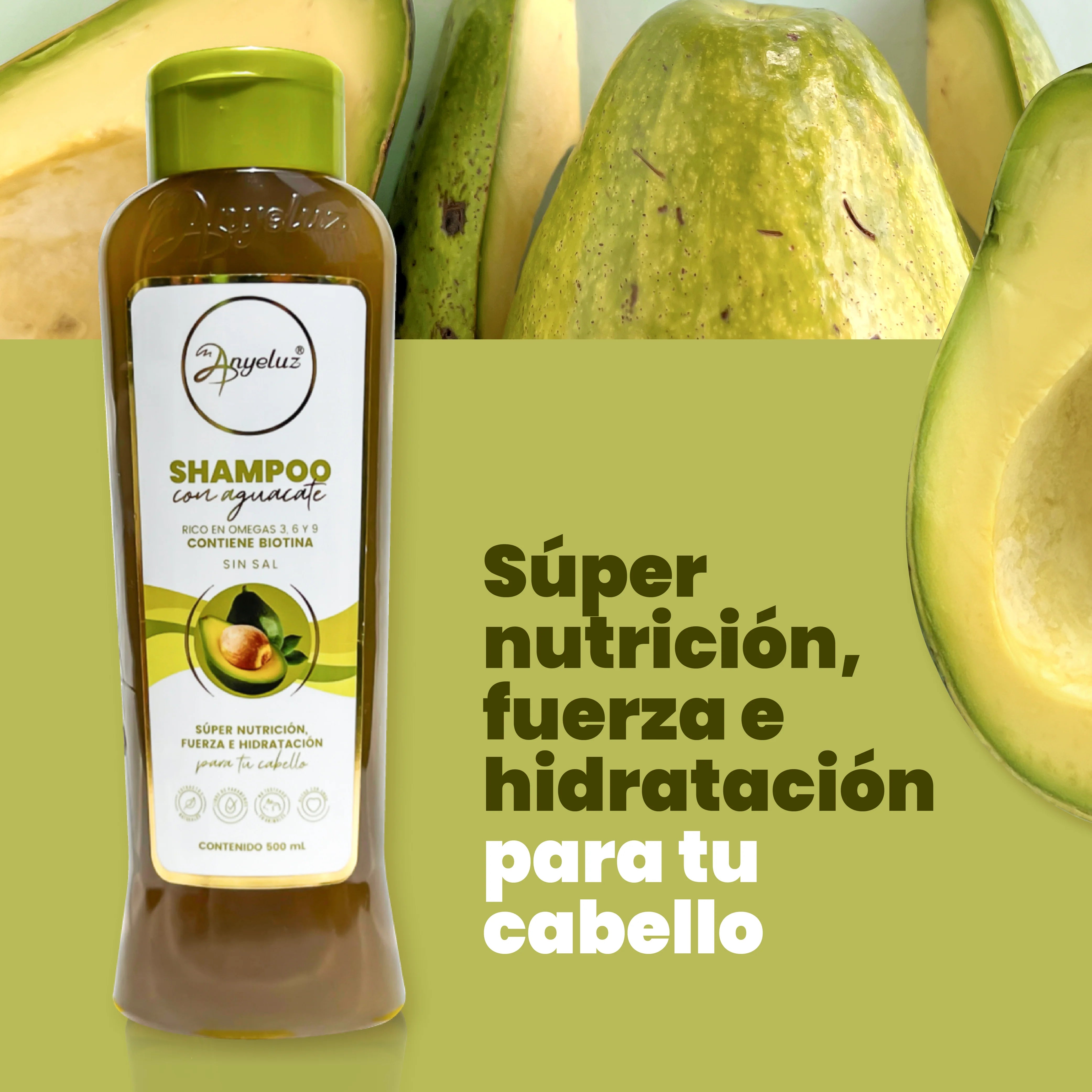 Shampoo Hidratante de Aguacate Anyeluz 500 ml