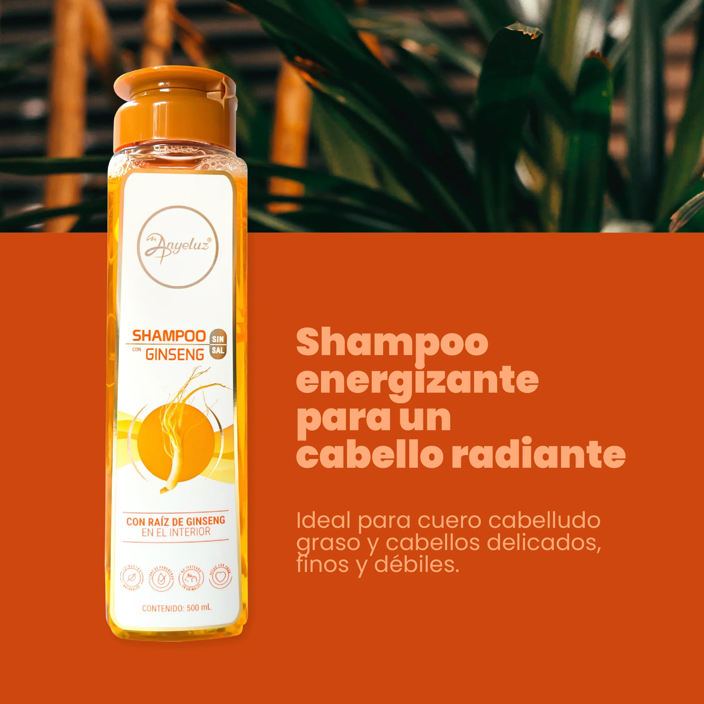 Shampoo Revitalizante de Ginseng Anyeluz 500 ml